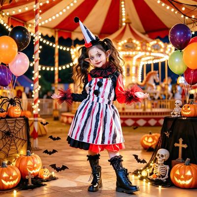 Costume da clown per Halloween per bambini, costume da festa retrò, abito da spettacolo teatrale per bambini