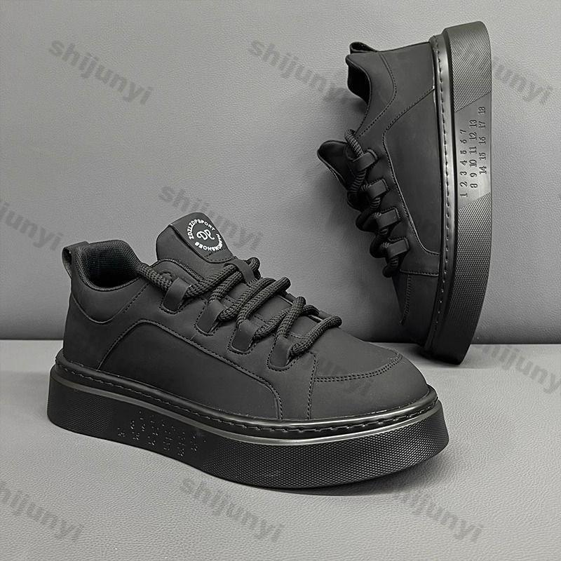 Fashion Men's White Sports Shoes 2025 Spring New Non Slip Platform Sneakers Comfortable Fashion Lace Up Height Increase Casual Shoes