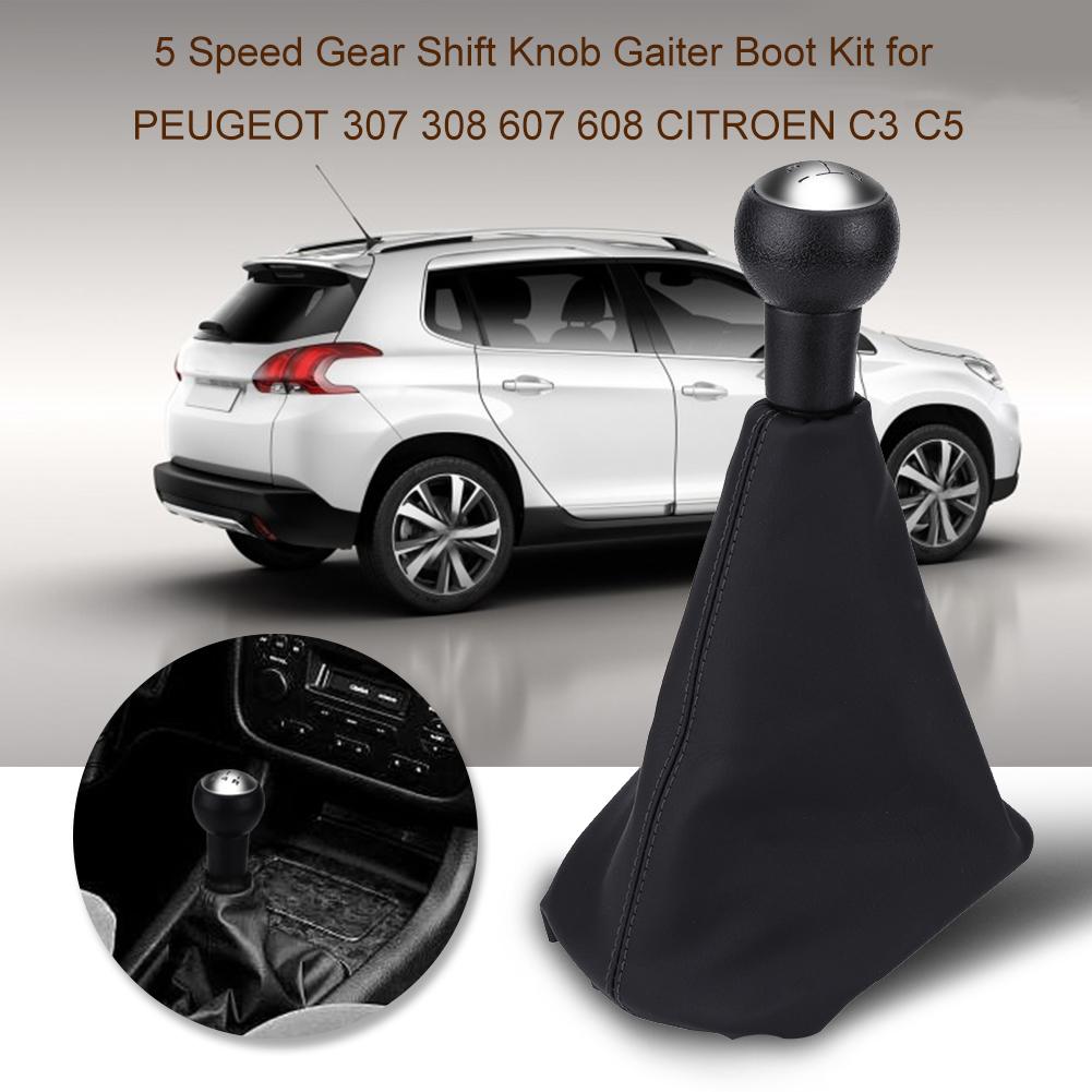 5 Speed Gear Shift Knob Gaiter Boot Kit for PEUGEOT 307 308 607 608 CITROEN C3 C5
