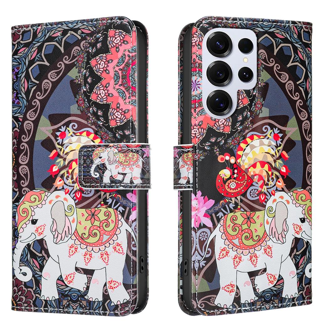 For Samsung Galaxy S25 Ultra Case Wallet Stand Pattern Printing Phone Leather Cover