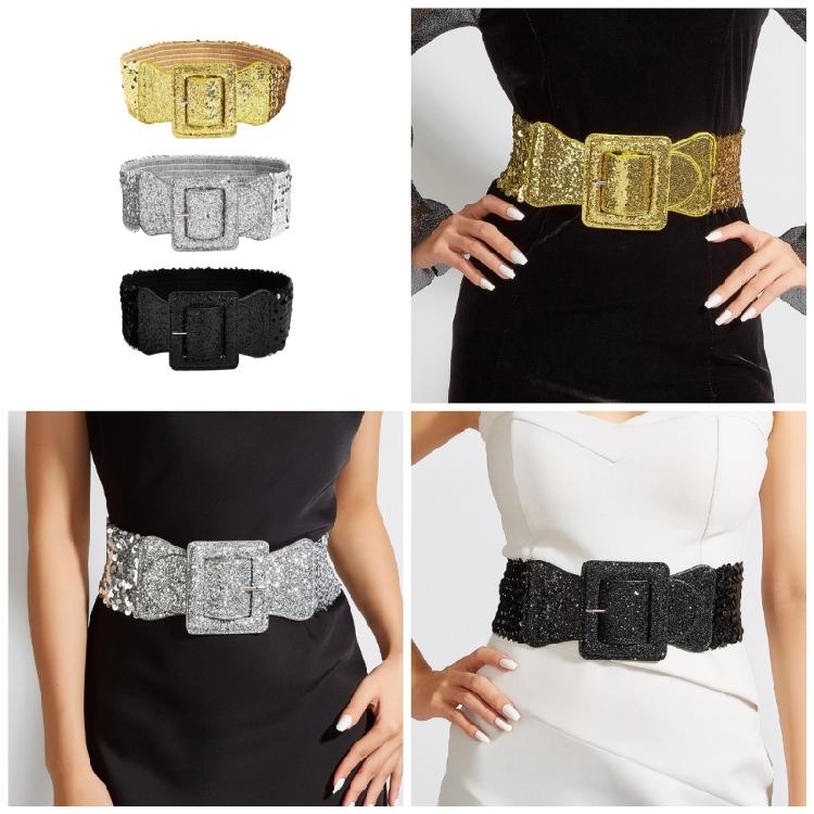 Waist Belt Chain Punk Glitter Buckle Underbust for Casual Costume Belt for Party