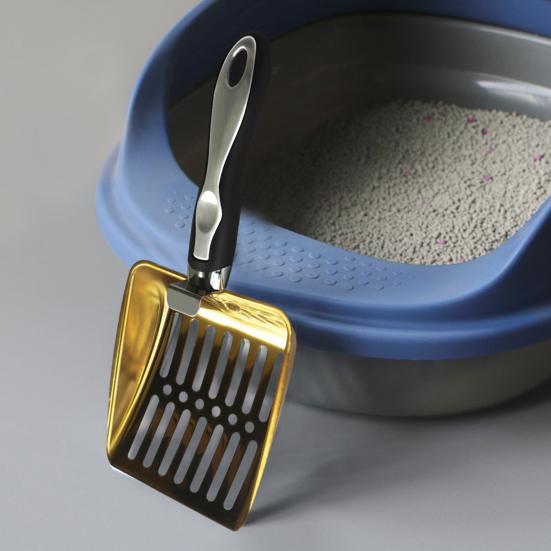 Stainless Steel Cat Litter Scoop with Deep Shovel Long Handle Slotted Litter Scooper Heavy Duty Non-stick Poop Sifting Shovel Sifter Pet Supplies