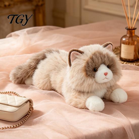 Soft Touching Stuffed Kitten Lifelike Ragdoll Cat Plush Toy, Realistic Animal Pillow for Sleeping, Stress Relief Hugging 45cm Fluffy Pillow,