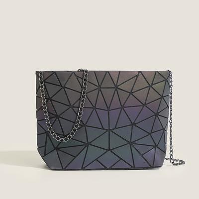 Nova Bolsa Geométrica Bolsa Diamante a Laser Bolsa Dobrável Luminosa com Corrente Bolsa Transversal de Ombro Único