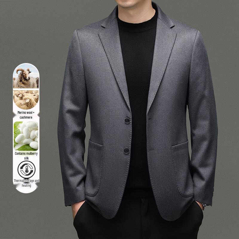 Costum Business Casual Premium pentru Bărbați din Lână, Cașmir și Mătase pentru Toamnă/Iarnă