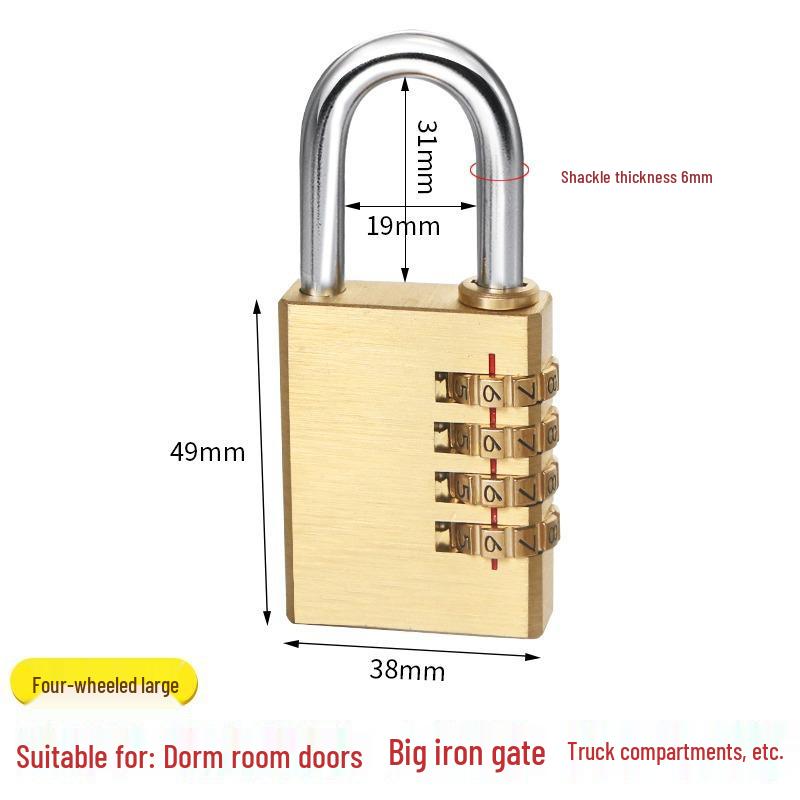 Waterproof Solid Copper Mini Combination Padlock for Suitcases, Dormitory Lockers, and Gym Lockers