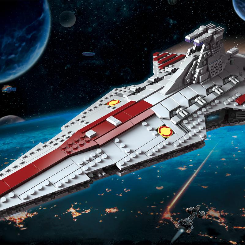 Non-Toxic 960Pcs Space Battleship Building Blocks Spaceship Defense Ship Moc Model Bricks Kits Desktop Decoration Kids Toys Birthday Gifts
