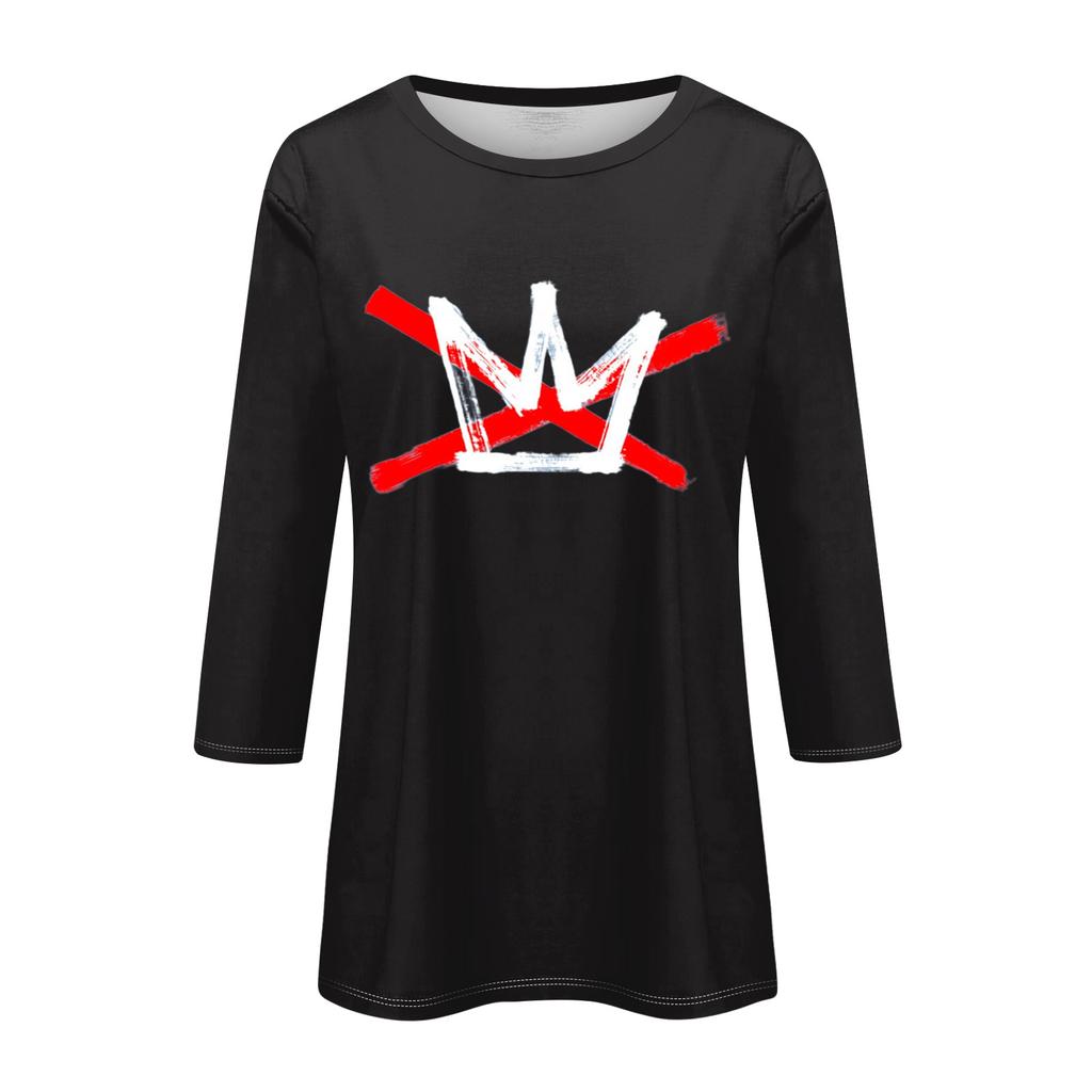 Women's Fashionable Casual Three-quarter Sleeve Round Neck Top