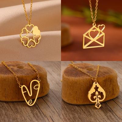 4 Style Heart Pendant Necklace For Women New Trendy 2026 Gold Color Stainless Steel Chain Necklace Jewelry Gift Bijoux