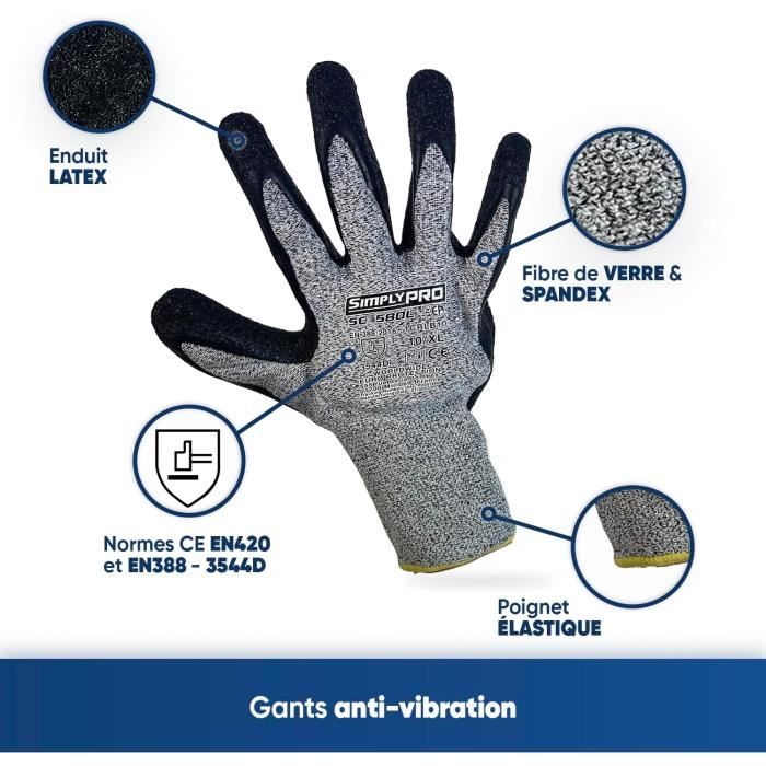 Greenstar gants de travail en fibre de verre et spandex - taille 10l,noir-vert fluo