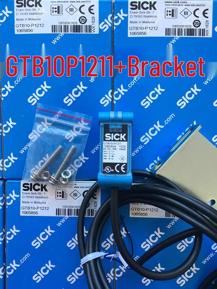 

SICK GTB10 Series Photoelectric Switches: Models GTB10-P1211, GTB10-P1212, GTB10-P4212, GTB10-P4211 GTB10-P1212, GTB10-P1211 with bracket