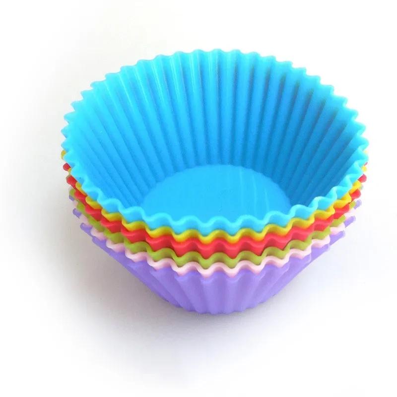 6 PCS/Set Silicone Cupcake Mold Bakeware Cupcake Liner Reusable Muffin Baking Nonstick Moulds Kitchen Baking Accessories Random
