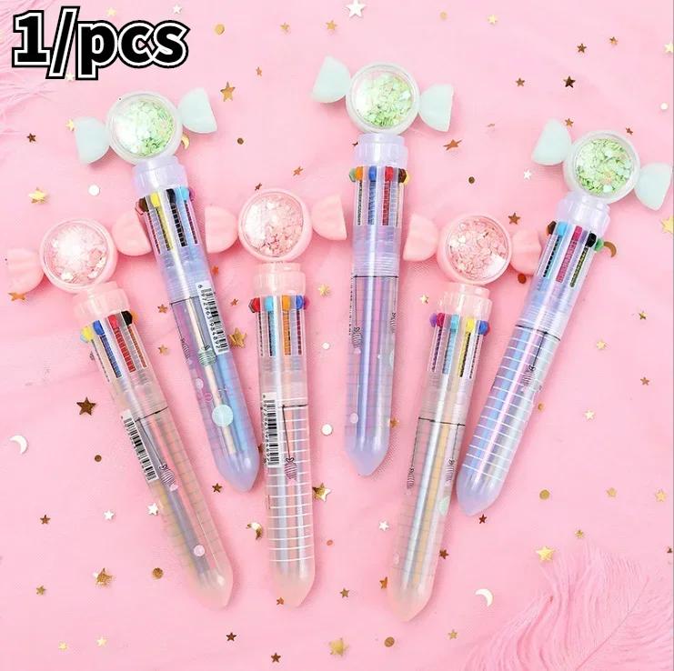 Kawaii Christmas Biros Pressed Multi-Color Pens Marker Creative Stationery for Writing School Supplies Kids Gift Random Styles
