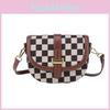 2023 Spring Summer New Pu Saddle Bag With Plaid Crossbody Design Trendy Casual Single Shoulder Bag