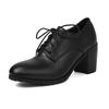 Big Size 44 Women Derby Oxfords Retro High Thick Heels Brogues Black Round Toe Party Dress Office Lady British Lace Up Shoes