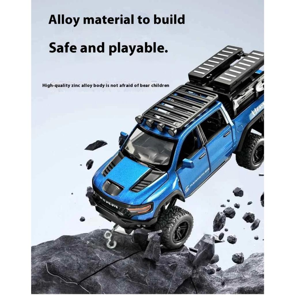 Boxed 1/32 Dodge Tyrannosaurus Rex 6X6 Pickup Truck Model, Alloy Die Cast Children's Off-Road Vehicle Toy Boy Gift