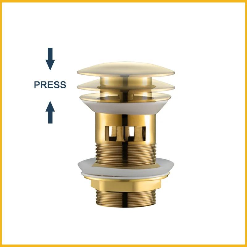 Wash Basin Pop-Up Drain Button Sink Stopper Drainer Siphon Waste Stopper Waste Pipe Drain Brushed Gold Bathroom Accessories