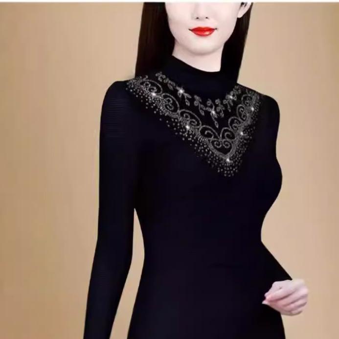 Deutscher Samt High-End Langarm Warme Basisschicht: Herbst/Winter Halbhoher Kragen Top