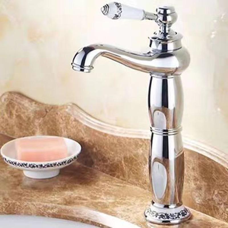 Evropská starožitná růžově zlatá a nefritová magická lampa umyvadlová baterie - Horká/studená směšovací