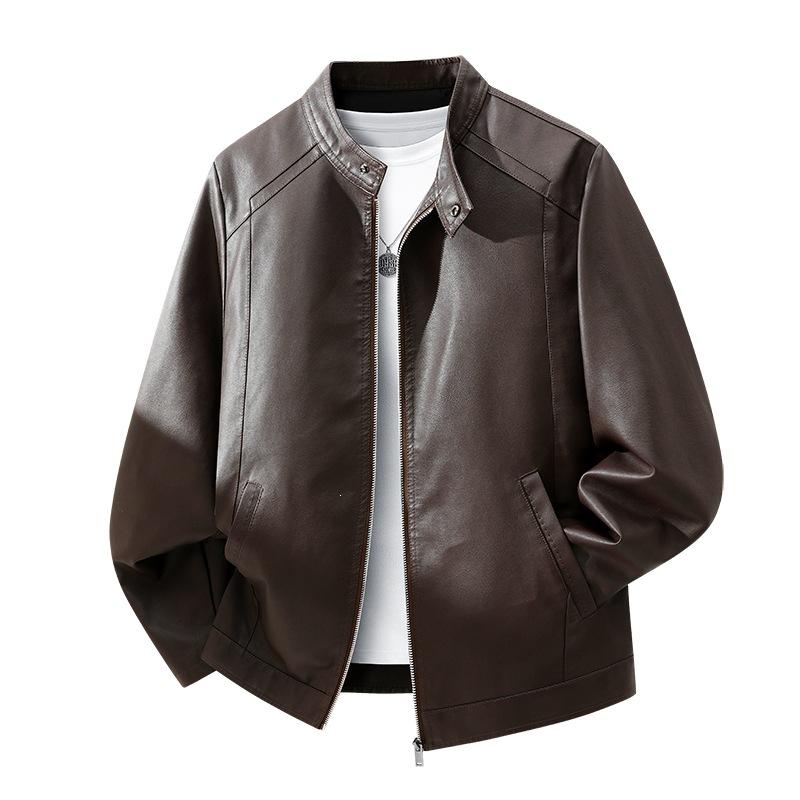 Spring and Autumn Locomotive Leather Clothing New Tops Leather Jackets Men's PU Leather Clothes Spring and Autumn Trend Men's Leather Clothes