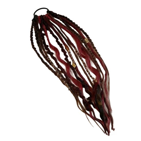 Boho Gevlochten Paardenstaart Verlenging met Haarelastiek Lichtgewicht Hand-gevlochten Vlechten Haarverlengingen Vrouwen Mannen Lang Viking Dreadlock Kralen Paardenstaart Verlenging