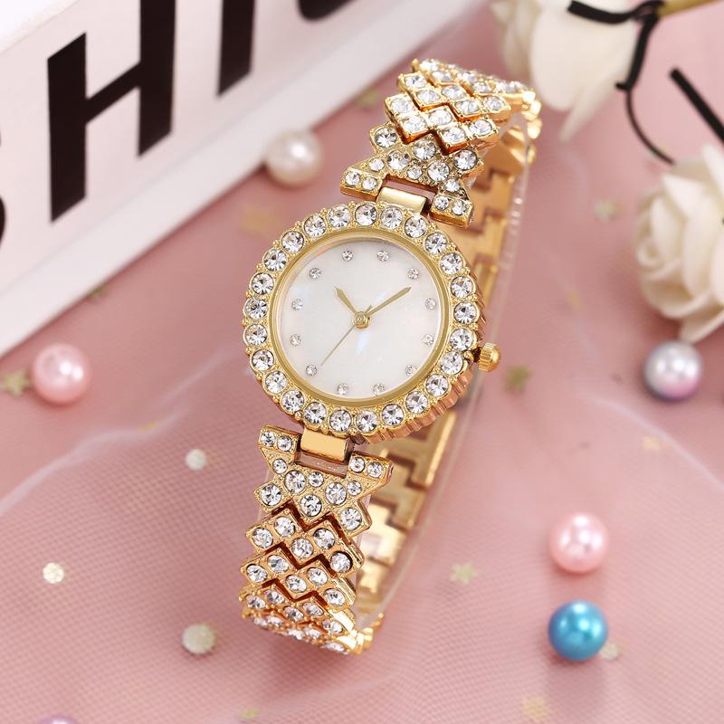 Trend fashion watch two-piece set pcs women's watch full diamond shell surface diamond bracelet women's watch