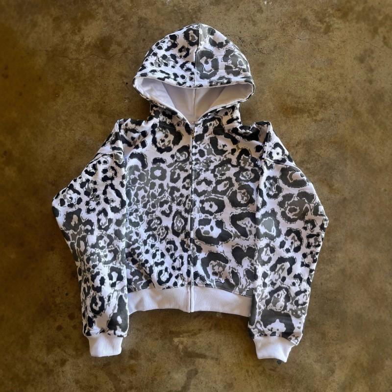 Baskılı Kapüşonlu Uzun Kollu Sweatshirt Ceket Unisex Günlük Giyim