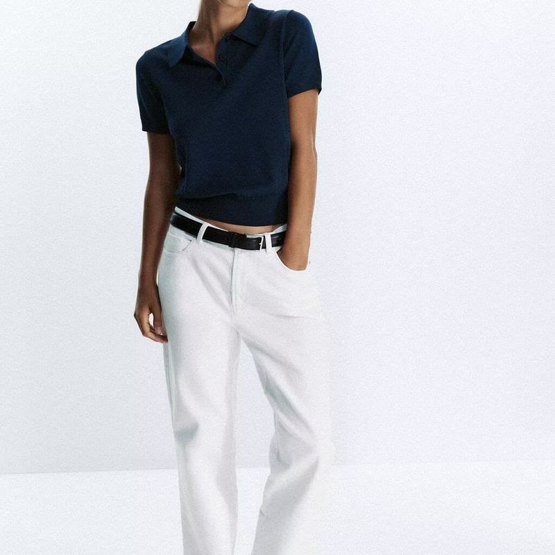 Zbzr Spring New Women clothes Western Style Fashion Temperament Short sleeve Knitted Polo Shirt Collar Top 2142019