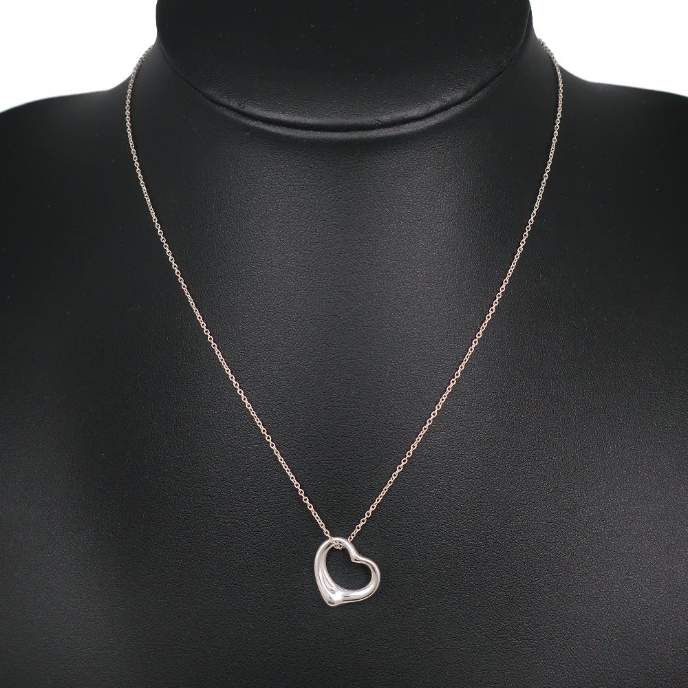 TIFFANY&Co. Open heart Necklace Elsa Peretti Silver925 heart 2.8g Women Used