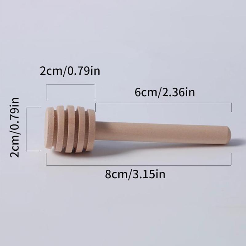 20Pcs Durable Long Stick Honey Stir High Quality Bar Mixing Handle Jar Spoon Practical Wood Dipper Honey Kitchen Accessories