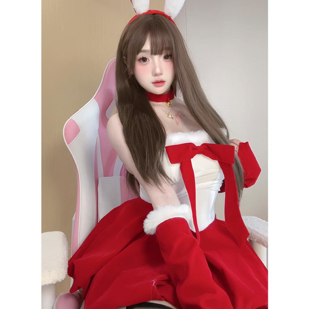 Domila's New Christmas Robe, Golden Velvet Sex Underwear, Red Uniform, Temptation Bunny Suit, Pure Desire