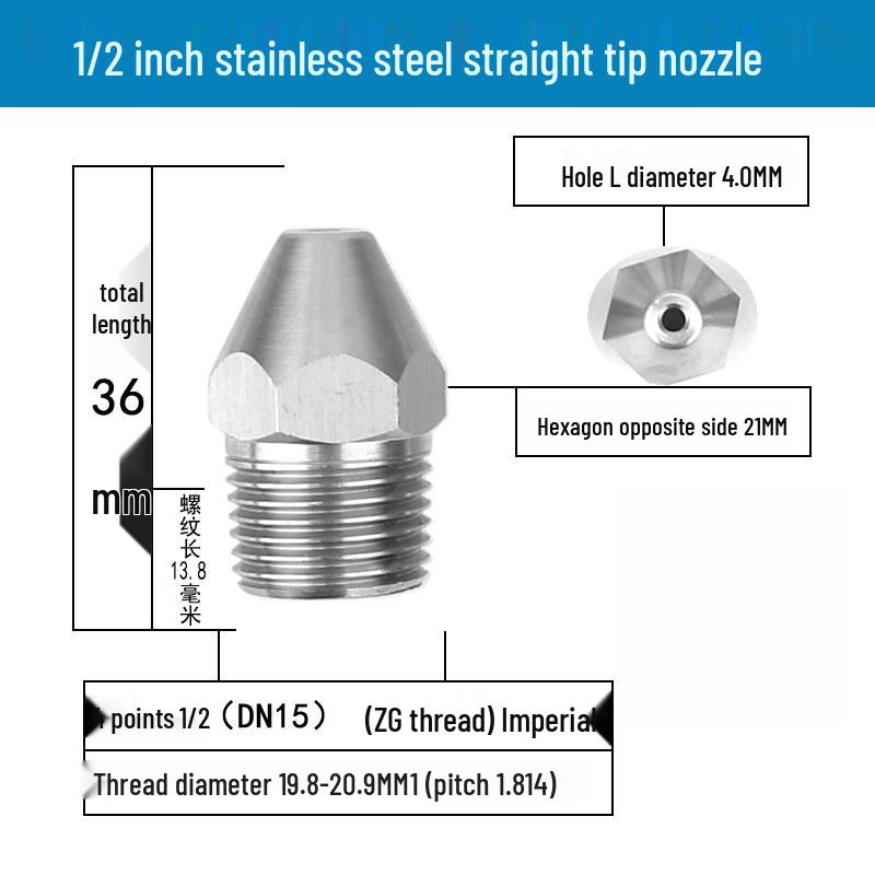 Stainless Steel High-Pressure Pointed Spray Nozzle (2-Pack)