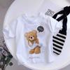 2025 Summer New Arrival 58 Years Kids Children Flower Print Baby Top Basic Shirt Cute Bear Girls ShortSleeve TShirt