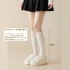 TsujiYa Thick Warm Wool Knee Socks for Fluffy and Warm Calf Room Socks with Fleece Sizes Set Number Women's Winter, Socks, Lining, 22-25cm, 3-Pair