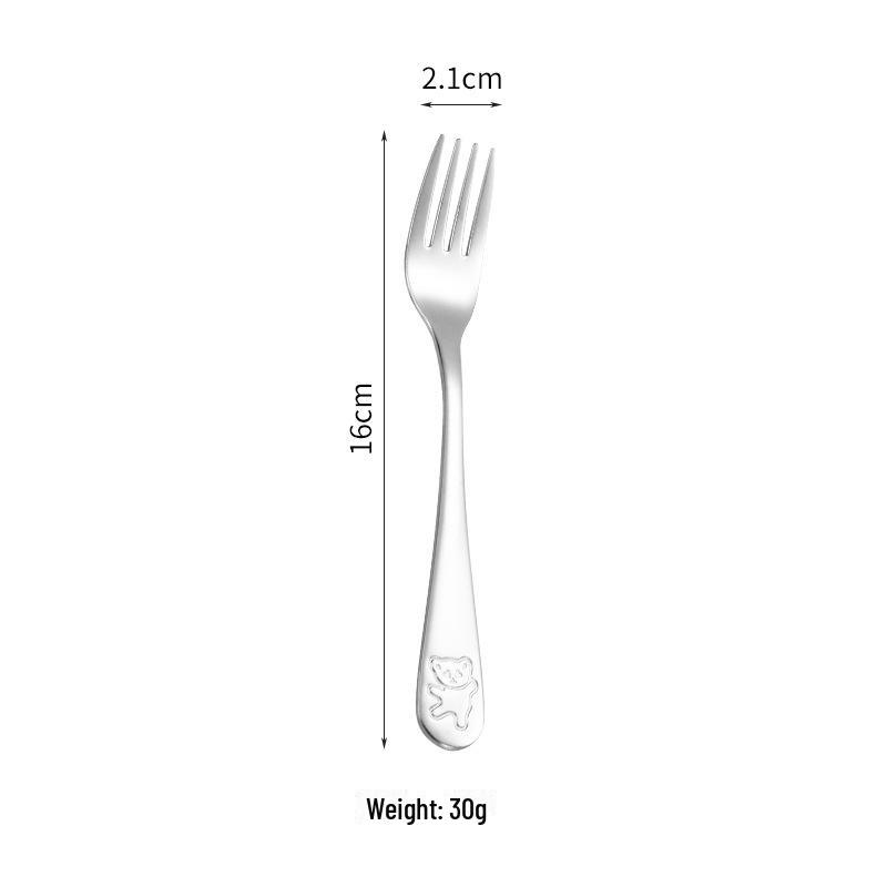 

Детский набор столовых приборов из нержавеющей стали 304 с изображением медведя из мультфильма: Нож, вилка, ложка и подарочная коробка — идеально для западных блюд