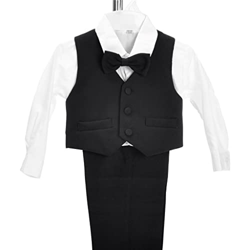 Dressy Daisy Boys' 5-Piece Formal Tuxedo Set, Tailless, for Weddings and Christenings, Baby Boys, 12 Months, Black