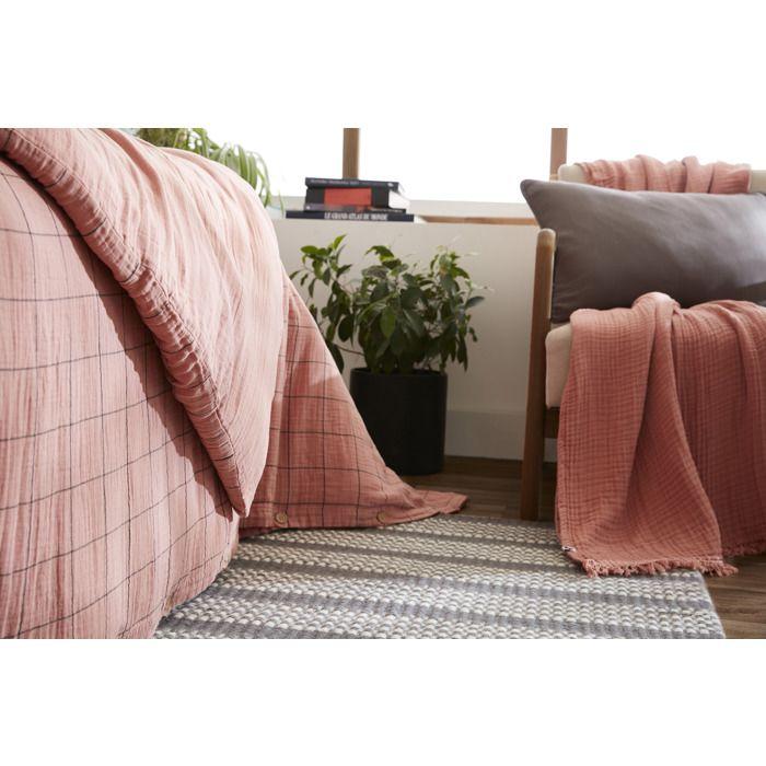 Housse de couette - Gaia Match - 220 x 240 cm - Double gaze de coton - Motif à carreaux fins