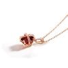 [FANCIME] K18 Pink Gold Natural Garnet (January Birthstone) Diamond Necklace for Women, Crown Pendant, Silver Chain Included, Perfect for Christmas, B