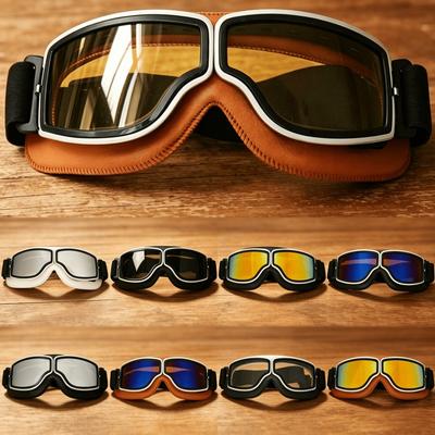 Vintage Harley Style Motorcycle Goggles Windproof Dustproof Cycling Eyewear Off-Road Riding Outdoor Sports