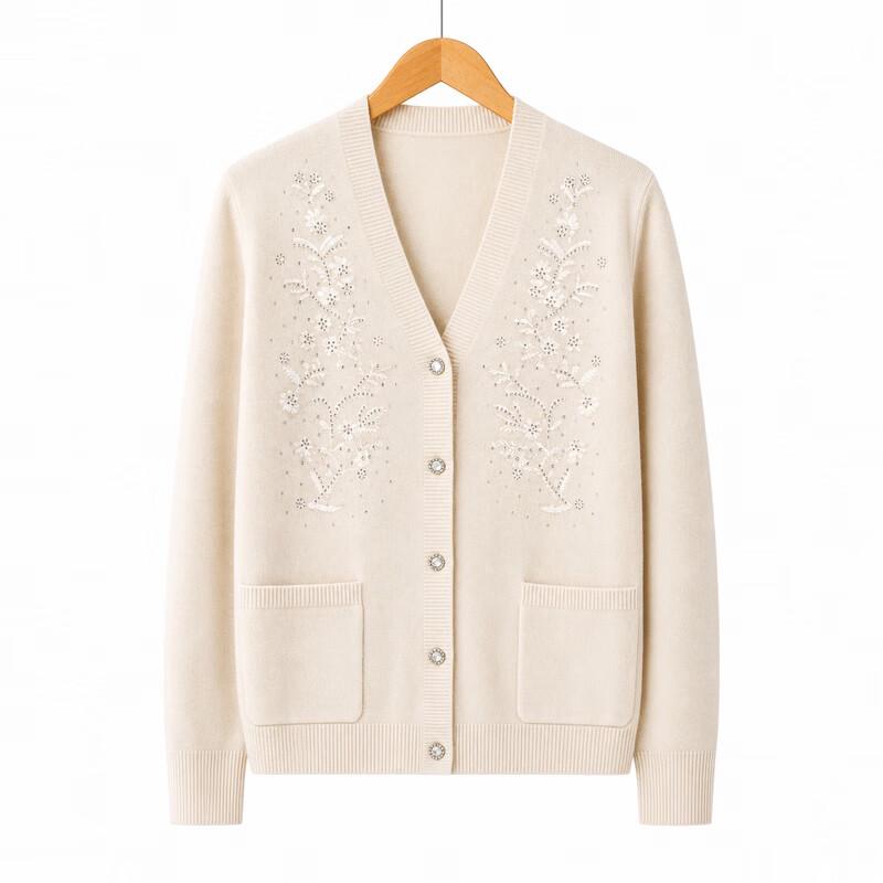 Hodo Women's Floral V-Neck Knit Cardigan