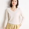 Cashmere Women's 100-Stitch Knit V-Neck Pullover Sweater for Autumn/Winter