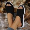 Women's Knitted Breathable Mesh Slide Sandals Soft Flat Sandals with Open Toe Platform Non-Slip Light Casual Summer Beach Shoes