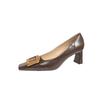 6888-3 Französische quadratische Zehenpartie High Heels Damenmode Pendeln Temperament Leichter Mund Dicker Absatz Einzelne Schuhe Metallische quadratische Schnalle High Heels