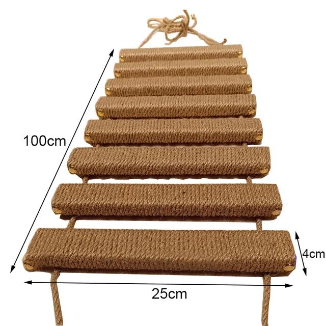 Cat Bridge for Cats Cage Sisal Wooden Rope Ladder Pet Furniture Kitten Step Scratcher Post Kitten Toys Tree Various Sizes