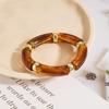 Personality Retro Multicolour Acrylic Bend Bangle for Women Charm Curved Bamboo Pipe Stone Grain Bracelet Jewelry Accessory Gift