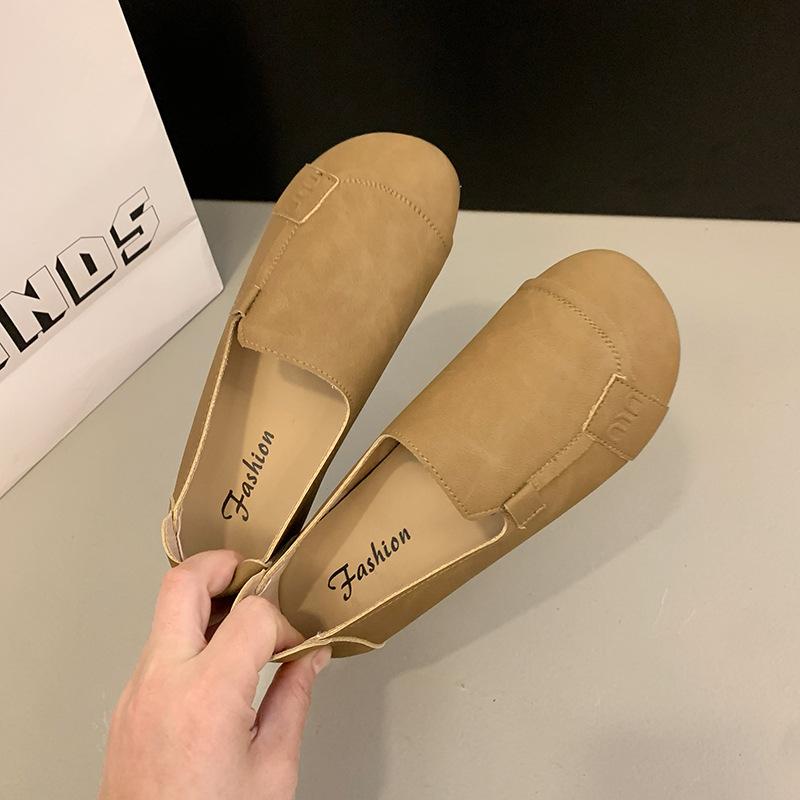 

Весенняя мода 2025 года, универсальные туфли Doudou на плоской подошве, 2025, новые матовые повседневные туфли-одиночки, женские туфли с одной педалью 35 хаки