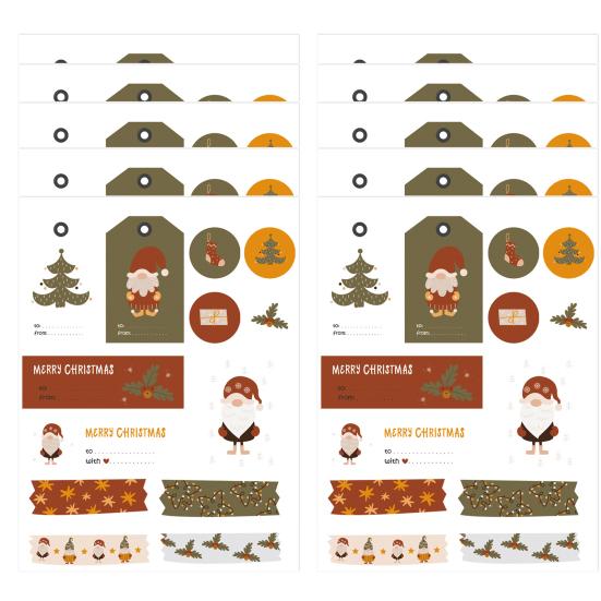 10 Sheets Christmas Gift Tag To And from Self-adhesive Cartoon Santa Elk Xmas Theme DIY Present Box Greeting Card Envelope Gift Sticker Label