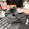 Vintage Platform Flats Women Mary Jane Shoes Fashion JK Height Increase Shoes  Spring Elegant Shoes