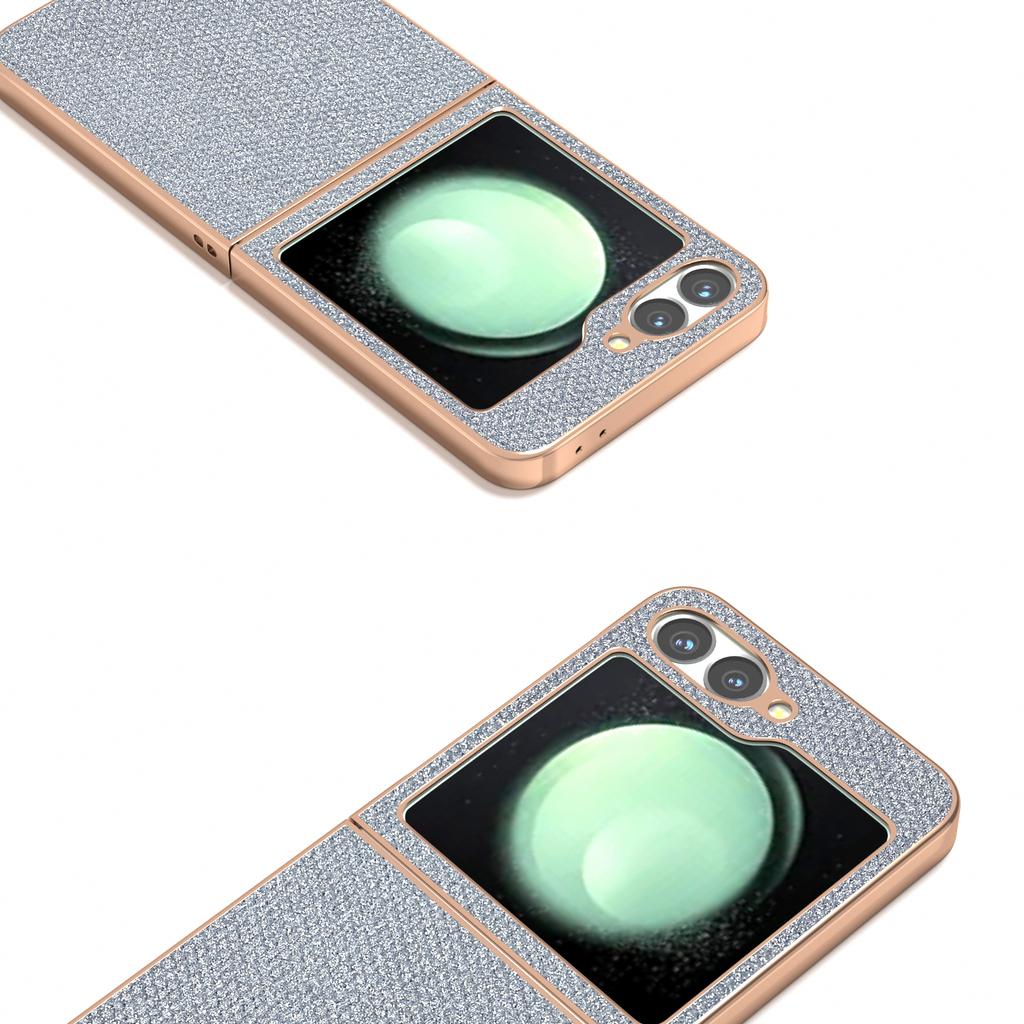 For Samsung Galaxy Z Flip7 FE 5G/Z Flip6 5G Case Rhinestone Texture PU+TPU Phone Cover Electroplating Edge