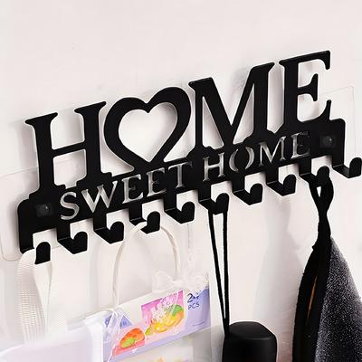 1PC Black Metal Key Holder Wall Mounted Key Holder Sweet Home Design Style Key Holder with 10 Hooks